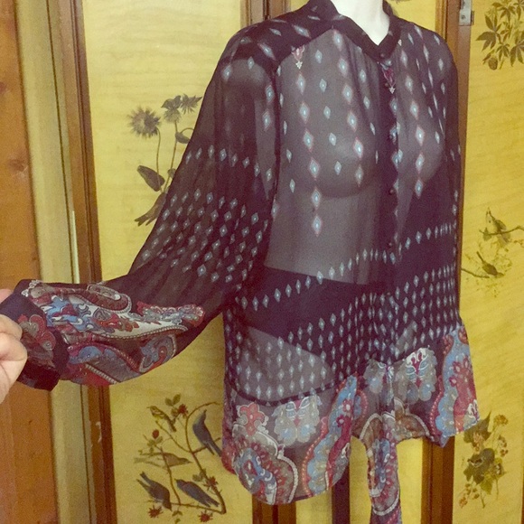 Zara Tops - Zara Basic boho long scarf SILK HIPPIE top M NEW